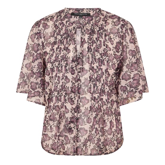 French Connection Womens/Ladies Elysian Floral Tie Neck Puff Sleeve Blouse (Blush Pink) - Image 2