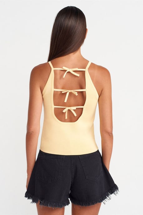 Slim Fit Halter Knit Blouse With Bow Detail - Image 2