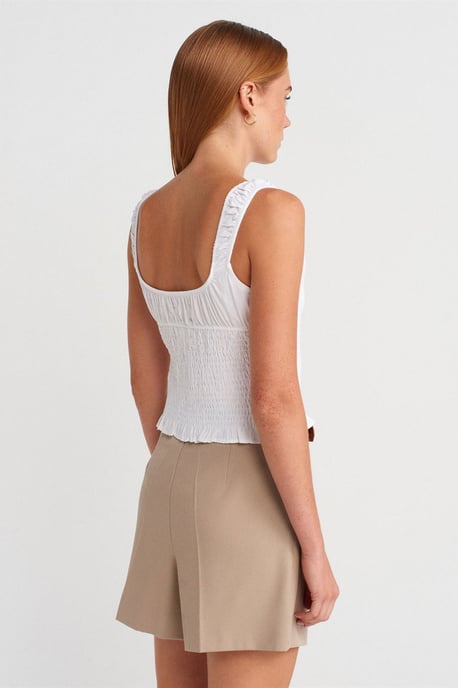 Fitted Crop Sleeveless Tie-Front Blouse - Image 2