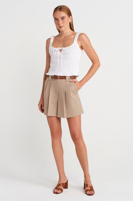 Fitted Crop Sleeveless Tie-Front Blouse - Image 4