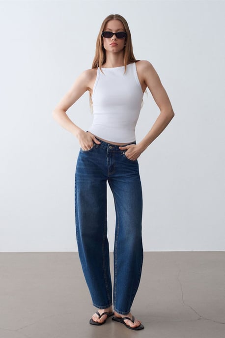 Ribbed Cotton Halterneck Blouse - Image 1