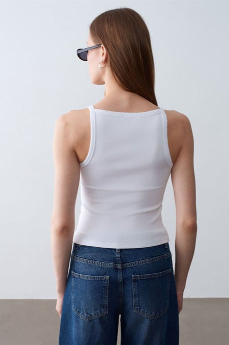 Ribbed Cotton Halterneck Blouse - Image 2