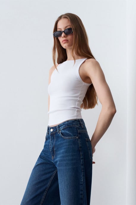 Ribbed Cotton Halterneck Blouse - Image 4