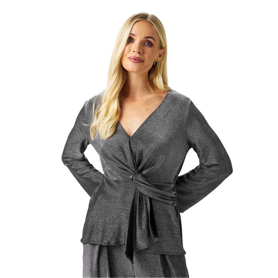 Biba Dames/Dames Metallic Knoopsluiting Blouse (Zilver) - Image 4