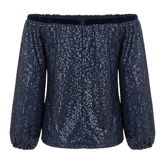 Yumi Womens/Ladies Sequin Off-the-Shoulder Blouse (Navy) - Image 2