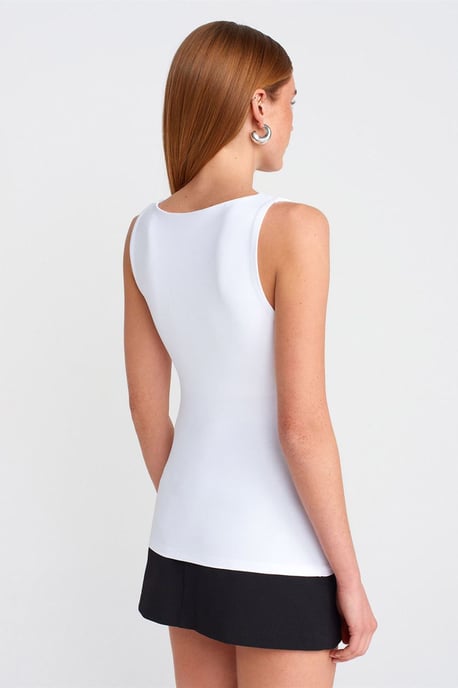 Mouwloze Blouse met Vierkante Halslijn in Slank Model - Image 2