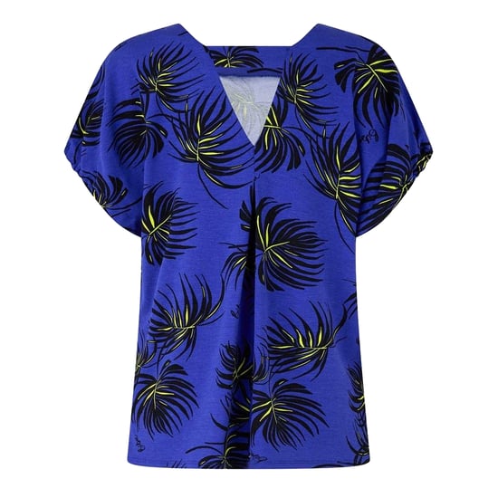 Biba Dames/Dames Bladprint Jersey V Hals Relaxed Fit Blouse (Blauw) - Image 1