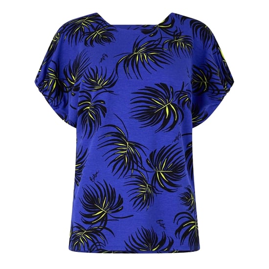 Biba Dames/Dames Bladprint Jersey V Hals Relaxed Fit Blouse (Blauw) - Image 2