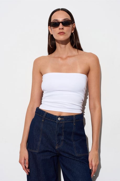 Strapless Bodycon Bandeau Blouse - Image 3