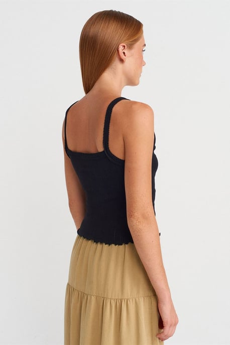 Katoenen Geribbelde Blouse met Vierkante Halslijn - Image 2