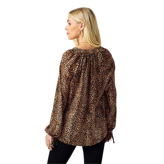 Biba Damesblouse met luipaardprint en knoopsluiting (Bruin/zwart) - Image 3