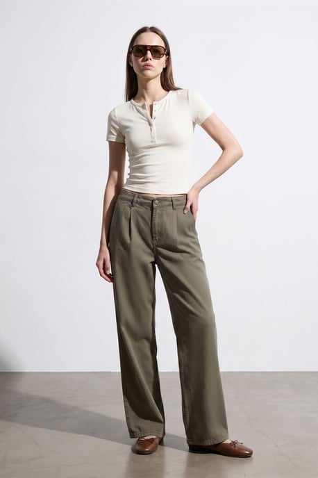 Slim Fit Crop Jersey Blouse - Image 3