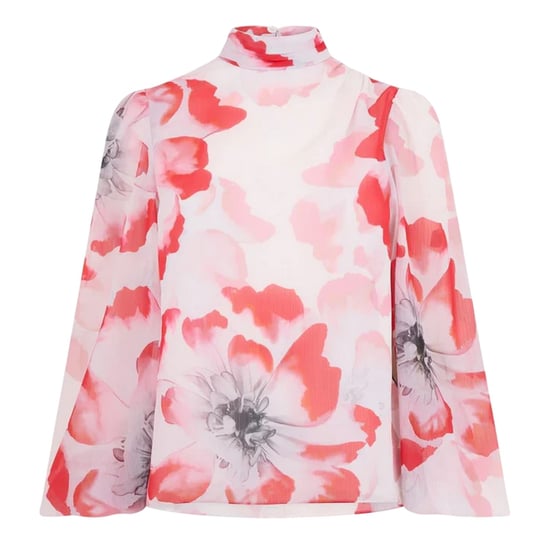 Ted Baker Damesblouse met bloemenprint, hoge hals, losse pasvorm en ballonmouwen (Ivoor) - Image 2