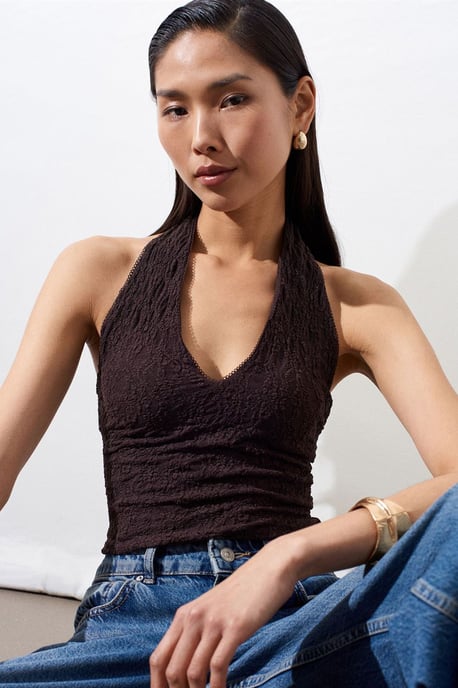 Dames Kant Halters Crop Blouse - Image 3