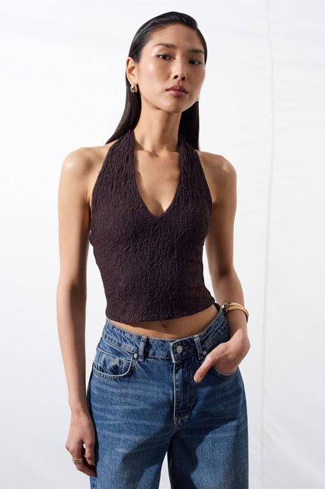 Dames Kant Halters Crop Blouse - Image 4