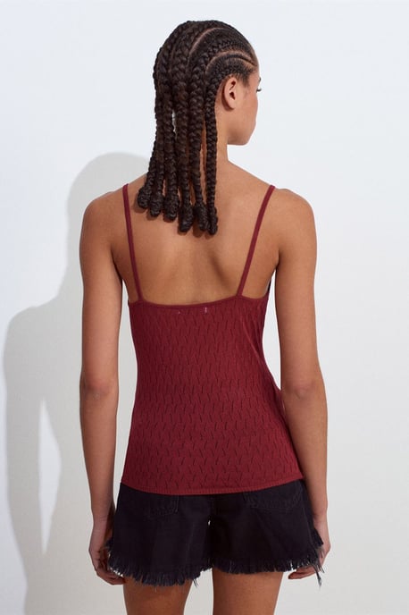 Getextureerde Crop Cami Blouse met Strikdetail - Image 2
