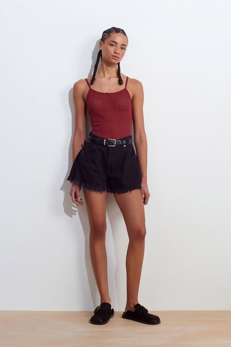 Getextureerde Crop Cami Blouse met Strikdetail - Image 4
