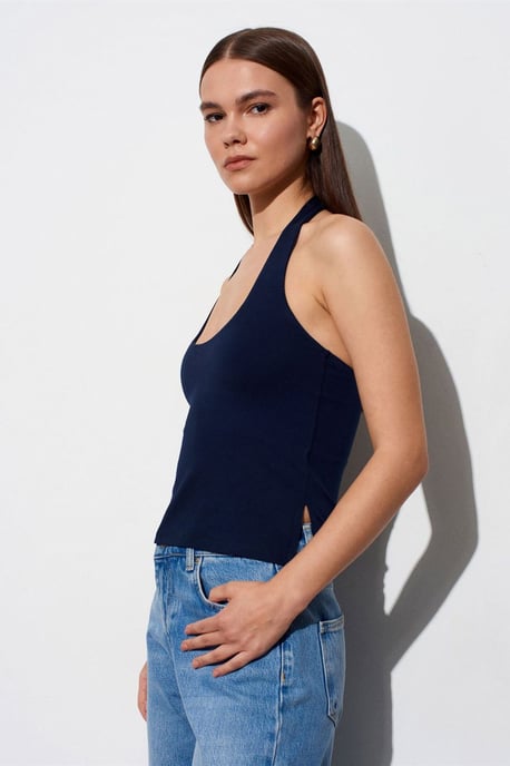 Halterneck Cut-Out Slim Fit Blouse - Image 3