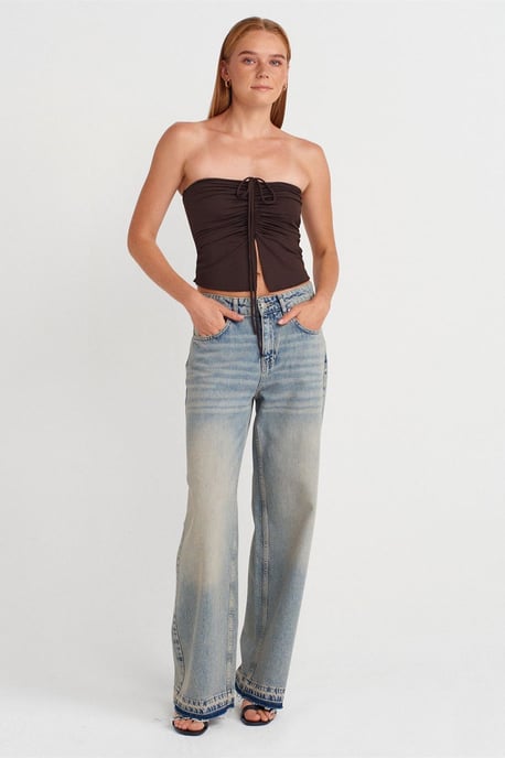 Dames Strapless Crop Blouse met Strikdetail - Image 3
