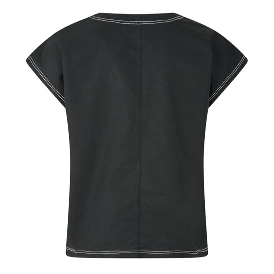 Vero Moda Damesblouse met V-hals, korte mouwen en borduursel (Zwart) - Image 2