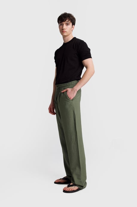 Men's Wide-Leg Trousers With Elastic Waist - Image 6
