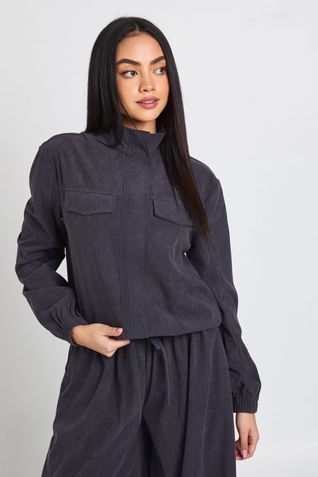 Cord Funnel Neck Tracksuit Top - Image 1