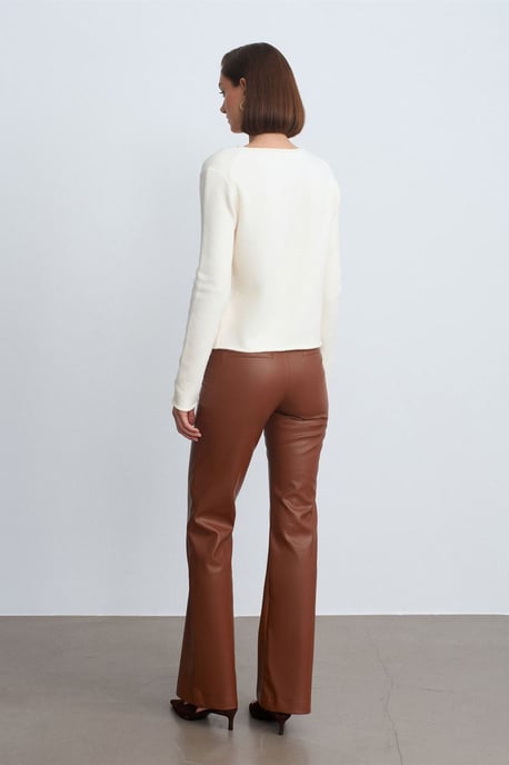 Women's Faux Leather Flare Pants - Image 2