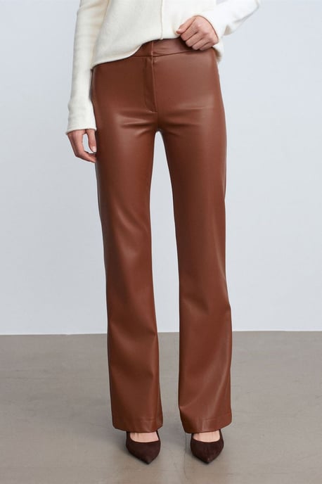 Women's Faux Leather Flare Pants - Image 3