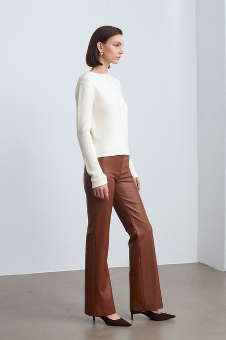 Women's Faux Leather Flare Pants - Image 4
