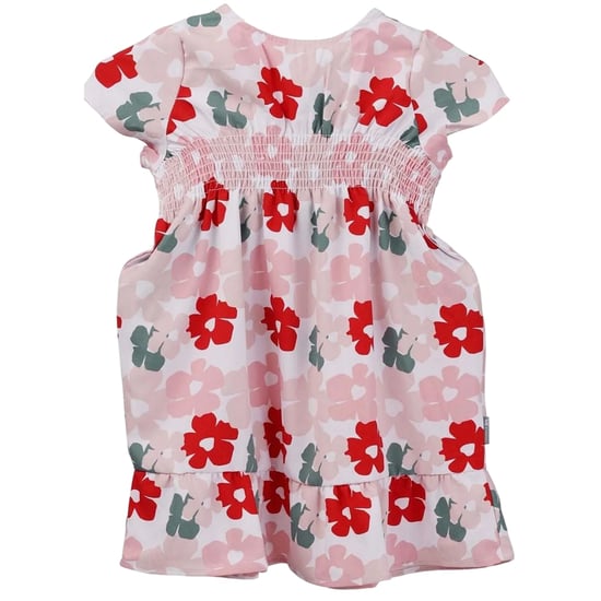 Trespass Meisjesjurk met bloemenprint en smockwerk (Rood) - Image 1