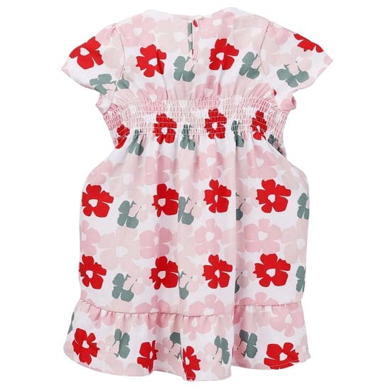 Trespass Meisjesjurk met bloemenprint en smockwerk (Rood) - Image 2