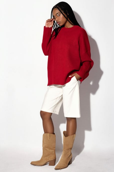 Oversized Crew Neck Knit Sweater - Image 2