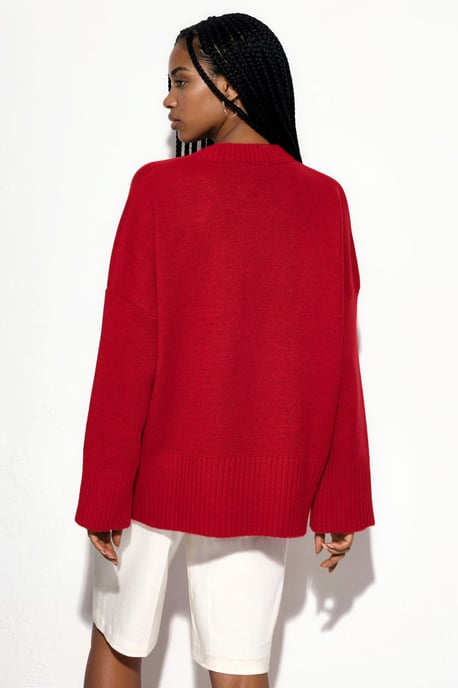 Oversized Crew Neck Knit Sweater - Image 3