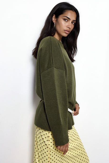 Oversized Crew Neck Knit Sweater - Image 2