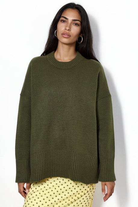 Oversized Crew Neck Knit Sweater - Image 6