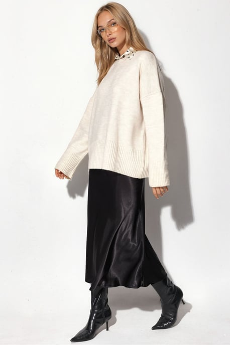 Oversized Crew Neck Knit Sweater - Image 2