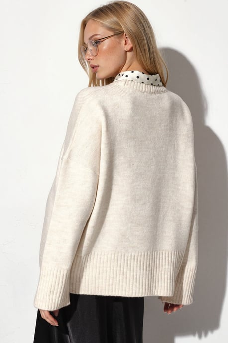 Oversized Crew Neck Knit Sweater - Image 3