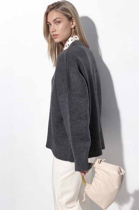 Oversized Crew Neck Knit Sweater - Image 2