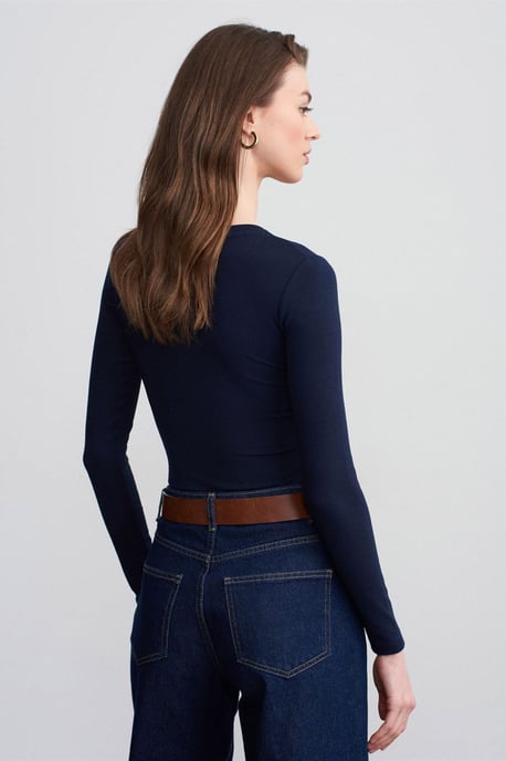 Slim Fit Crew Neck Jersey Bodysuit - Image 2