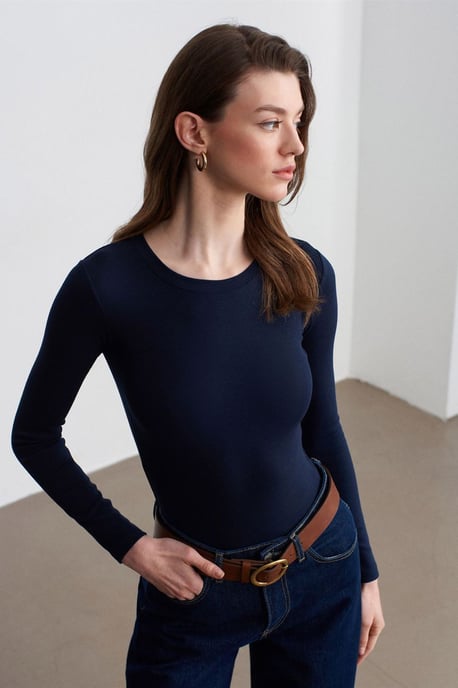 Slim Fit Crew Neck Jersey Bodysuit - Image 3
