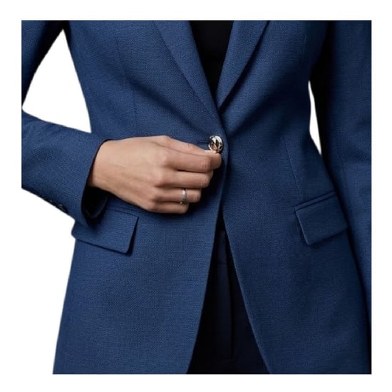 Boss Slanke damesblazer met enkele rij knopen (Blauw) - Image 3
