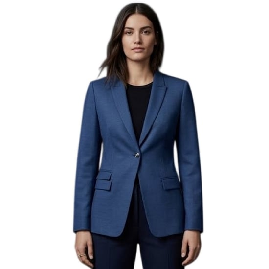Boss Slanke damesblazer met enkele rij knopen (Blauw) - Image 4
