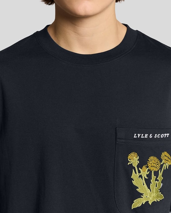 Botanisk broderad fickt-shirt - Image 3