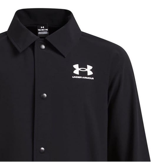 Under Armour Jongens Woven Snap-Front Coach Jacket (Zwart/Wit) - Image 5