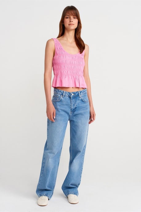 Textured Cotton-modal Crop Cami Blouse - Image 4