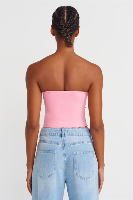 Dames Strapless Crop Blouse met Strikdetail - Image 2
