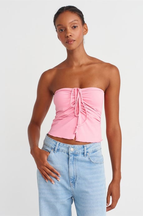 Dames Strapless Crop Blouse met Strikdetail - Image 3