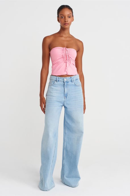 Dames Strapless Crop Blouse met Strikdetail - Image 4