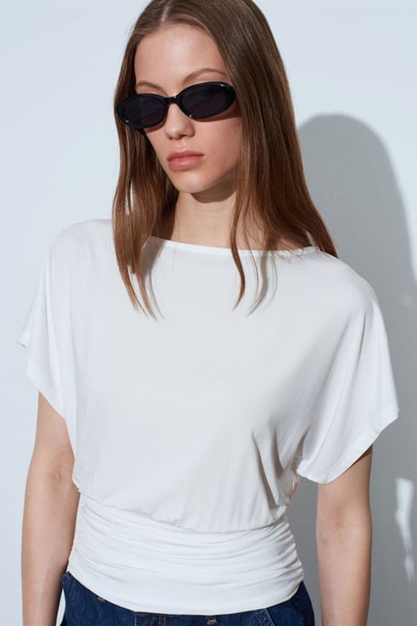 Women's Modal Blend Cut-out Crew Neck Blouse - Image 1