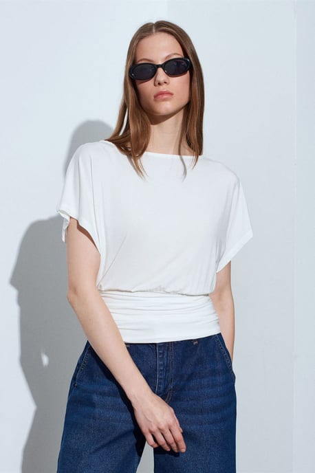 Women's Modal Blend Cut-out Crew Neck Blouse - Image 3